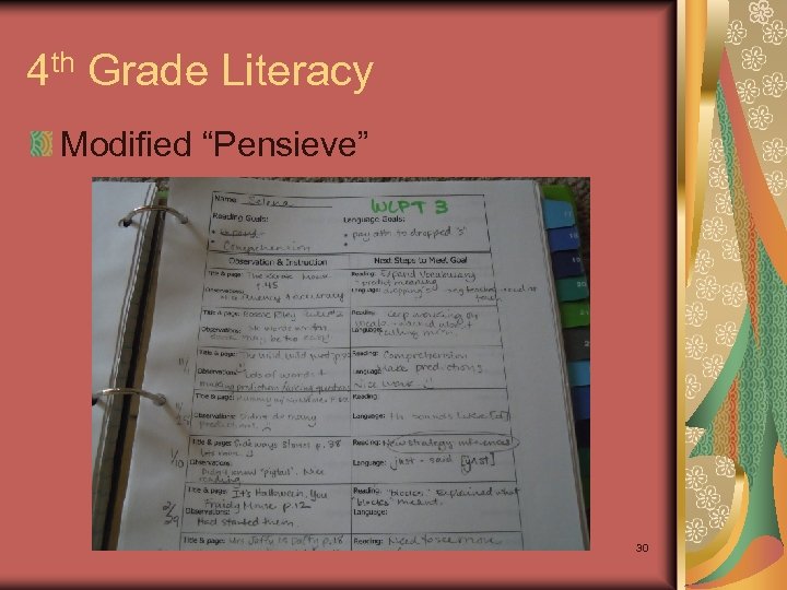 4 th Grade Literacy Modified “Pensieve” 30 