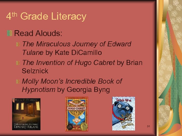 4 th Grade Literacy Read Alouds: The Miraculous Journey of Edward Tulane by Kate