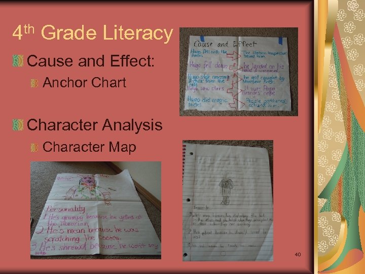 4 th Grade Literacy Cause and Effect: Anchor Chart Character Analysis Character Map 40