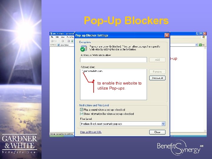 Pop-Up Blockers Open the Internet Explorer… This system utilizes Pop-Up technology. Therefore… – IF