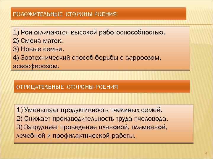 ПОЛОЖИТЕЛЬНЫЕ СТОРОНЫ РОЕНИЯ 1) Рои отличаются высокой работоспособностью. 2) Смена маток. 3) Новые семьи.