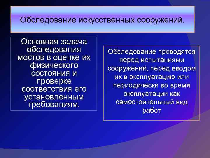 Задачи осмотра. Обследование искусственных сооружений. Виды осмотров искусственных сооружений. 