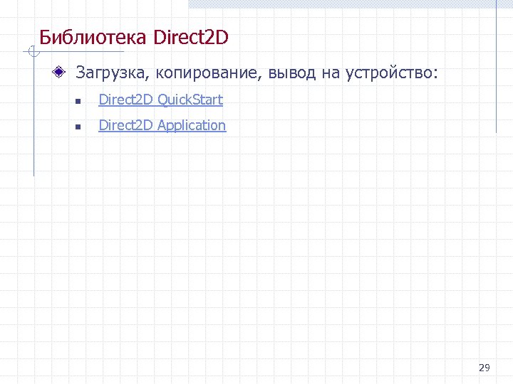 Библиотека Direct 2 D Загрузка, копирование, вывод на устройство: n Direct 2 D Quick.