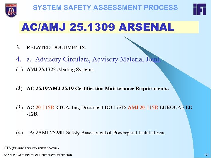 SYSTEM SAFETY ASSESSMENT PROCESS AC/AMJ 25. 1309 ARSENAL 3. RELATED DOCUMENTS. 4. a. Advisory