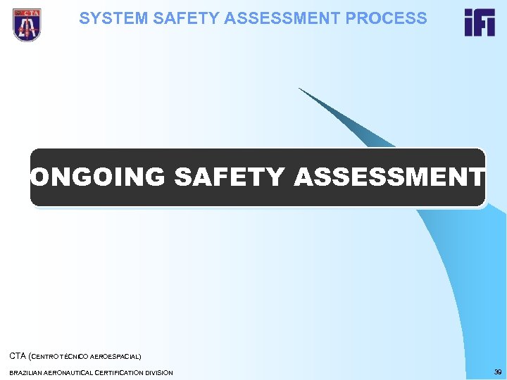 SYSTEM SAFETY ASSESSMENT PROCESS ONGOING SAFETY ASSESSMENT CTA (CENTRO TÉCNICO AEROESPACIAL) BRAZILIAN AERONAUTICAL CERTIFICATION