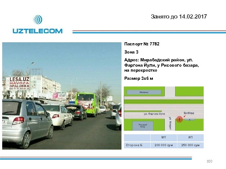 Занято до 14. 02. 2017 Паспорт № 7782 Зона 3 Адрес: Мирабадский район, ул.