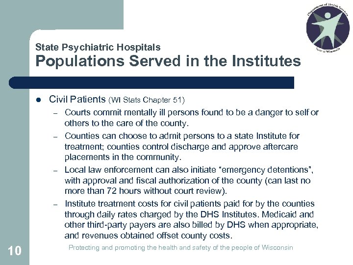 State Psychiatric Hospitals Populations Served in the Institutes l Civil Patients (WI Stats Chapter