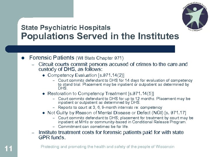 State Psychiatric Hospitals Populations Served in the Institutes l Forensic Patients (WI Stats Chapter