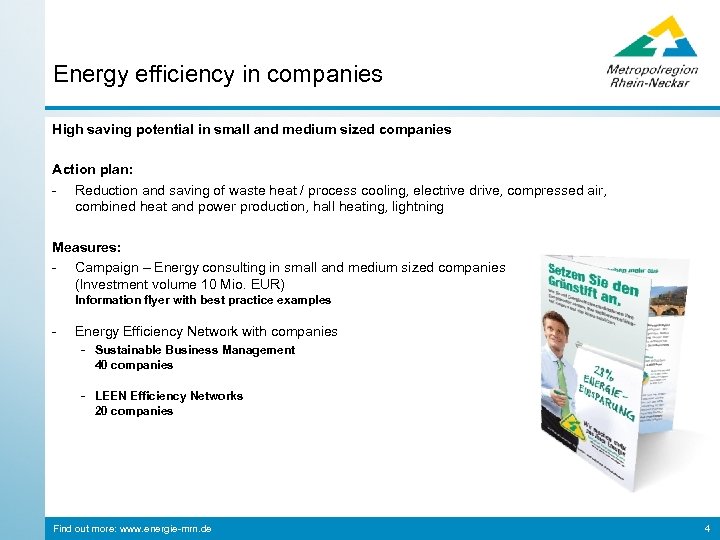 Energy efficiency in companies High saving potential in small and medium sized companies Action
