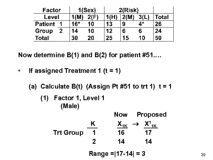 Now determine B(1) and B(2) for patient #51. … • If assigned Treatment 1