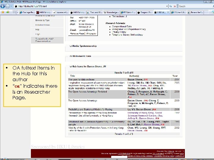  OA fulltext items in the Hub for this author “ ” indicates there