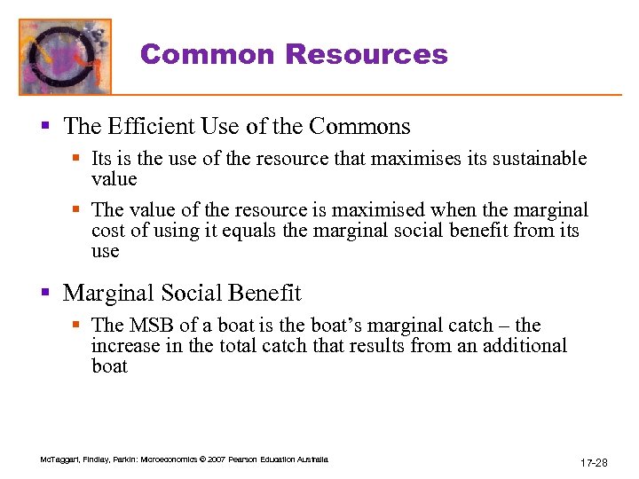 Common Resources § The Efficient Use of the Commons § Its is the use