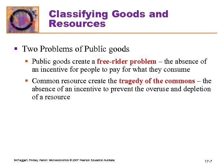 Classifying Goods and Resources § Two Problems of Public goods § Public goods create