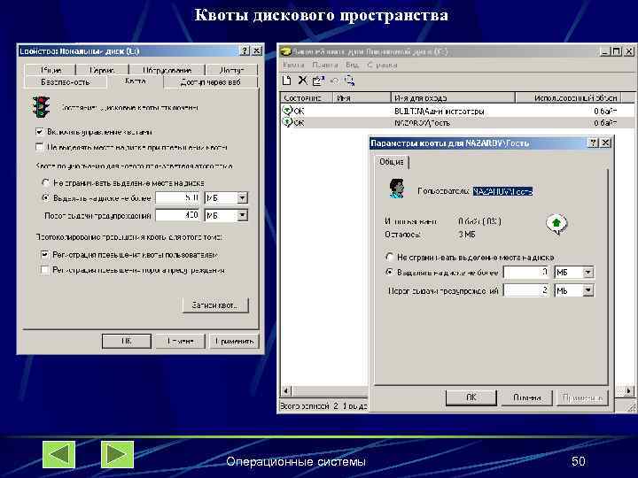 Квоты дискового пространства Операционные системы 50 