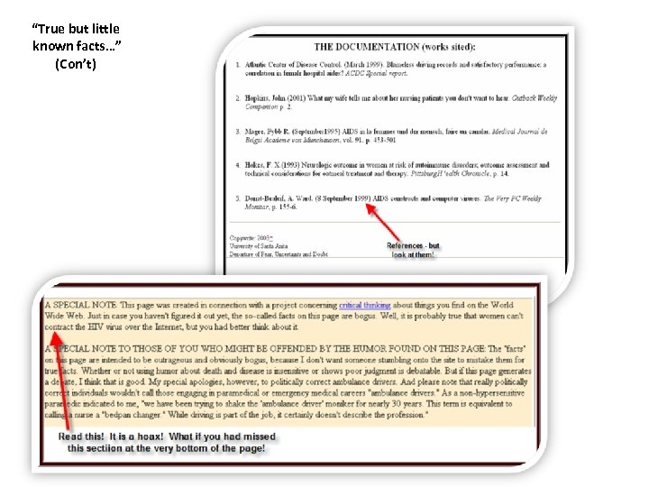 “True but little known facts…” (Con’t) 