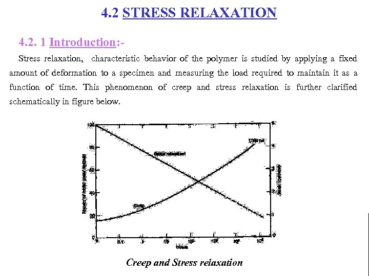 4. 2 STRESS RELAXATION 4. 2. 1 Introduction: Stress relaxation, characteristic behavior of the