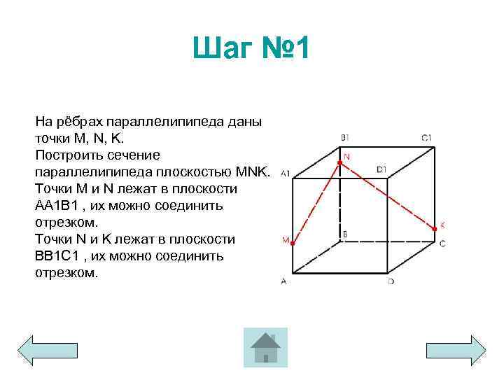 Сечение через ребро и точку