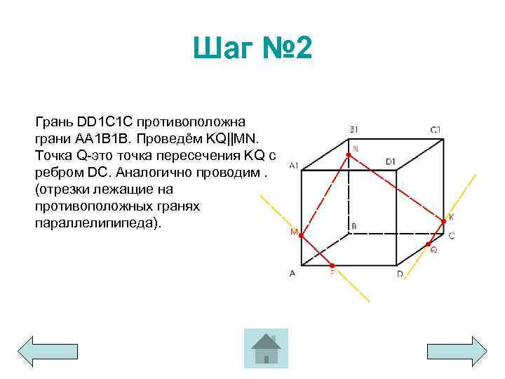 Шаг № 2 Грань DD 1 C 1 C противоположна грани AA 1 B