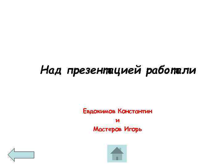 Над презентацией работали Евдокимов Константин и Мастеров Игорь 