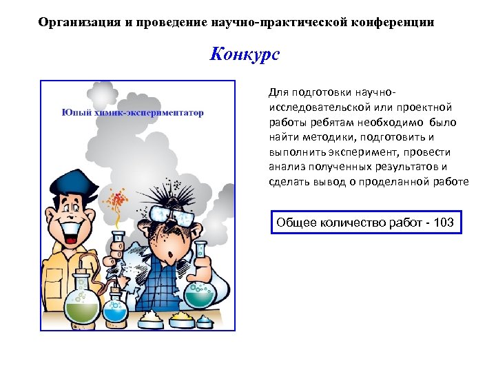 Организация и проведение научно-практической конференции Конкурс Для подготовки научноисследовательской или проектной работы ребятам необходимо