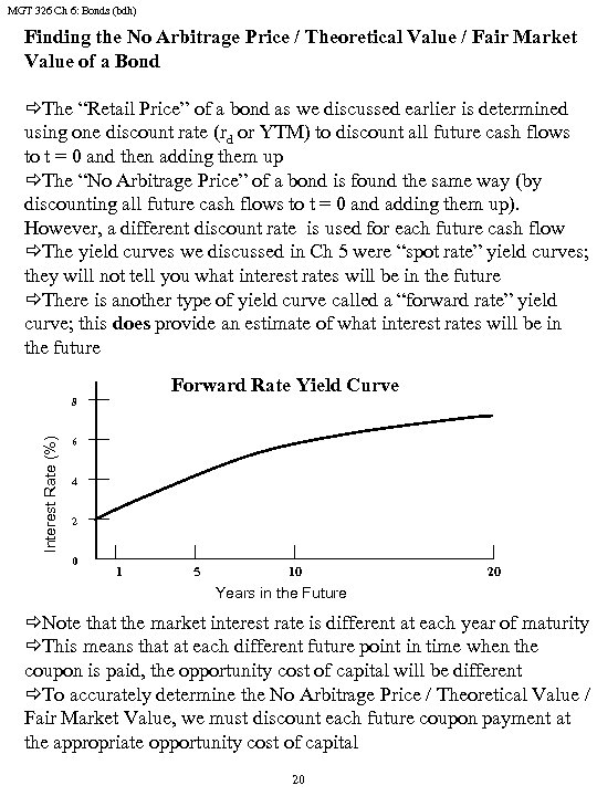 MGT 326 Ch 6: Bonds (bdh) Finding the No Arbitrage Price / Theoretical Value