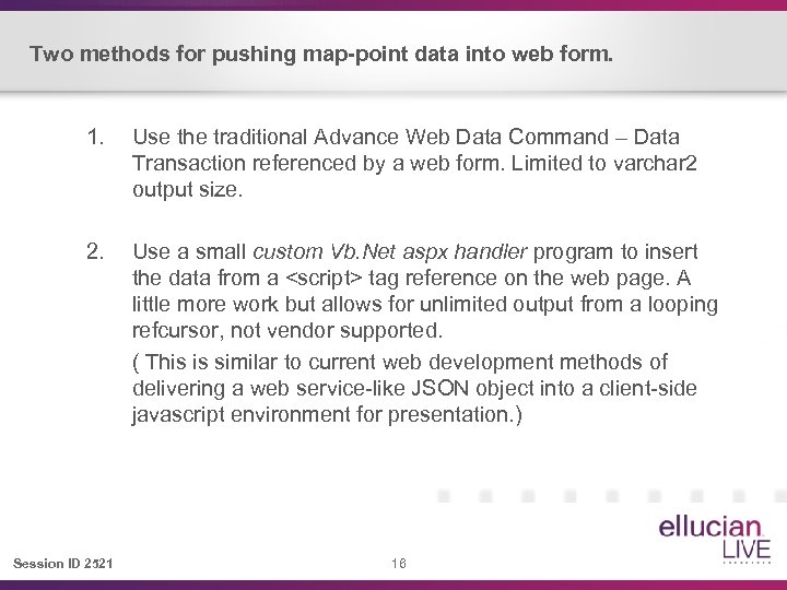 Two methods for pushing map-point data into web form. 1. Use the traditional Advance