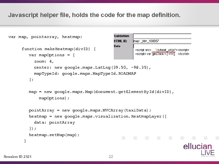 Javascript helper file, holds the code for the map definition. var map, pointarray, heatmap;