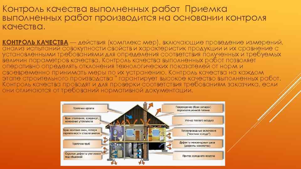 Контроль качества выполненных работ Приемка выполненных работ производится на основании контроля качества. КОНТРОЛЬ КАЧЕСТВА