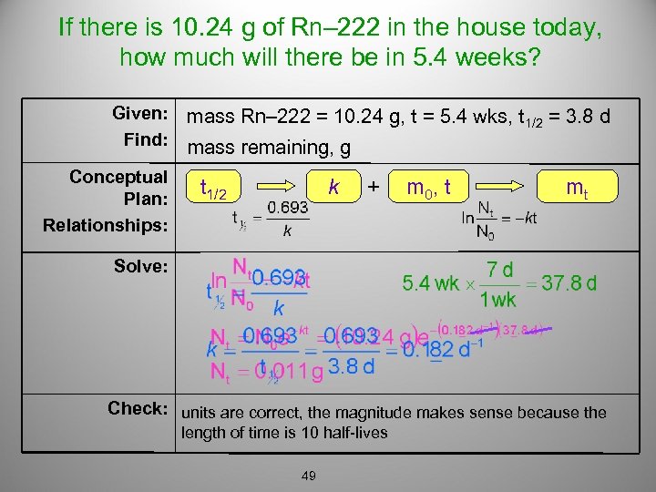 If there is 10. 24 g of Rn– 222 in the house today, how