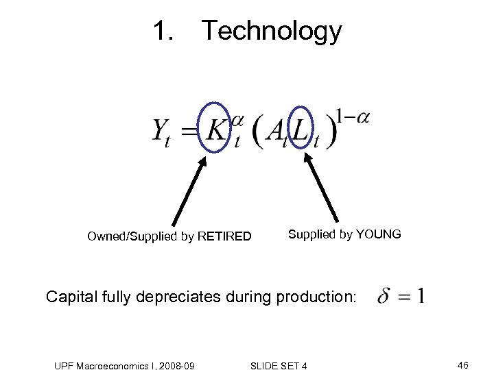 1. Technology Owned/Supplied by RETIRED Supplied by YOUNG Capital fully depreciates during production: UPF