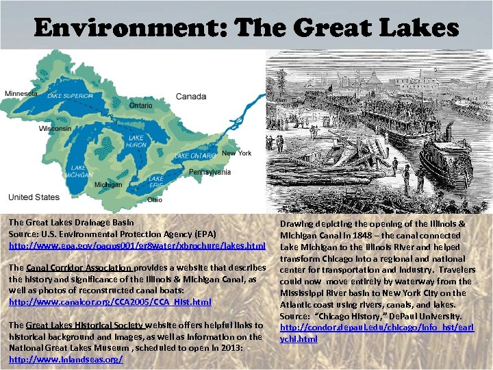 Environment: The Great Lakes Drainage Basin Source: U. S. Environmental Protection Agency (EPA) http: