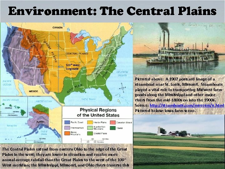 Environment: The Central Plains 100° West longitude Pictured above: A 1907 postcard image of