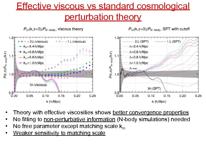 Effective viscous vs standard cosmological perturbation theory • • Theory with effective viscosities shows