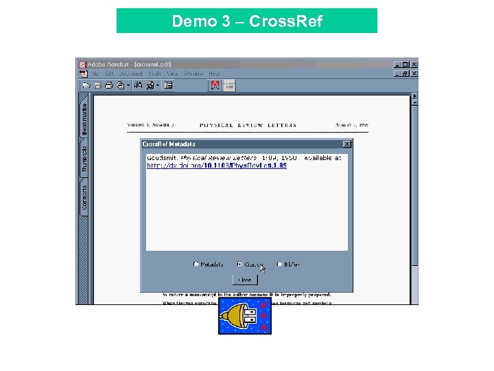 Demo 3 – Cross. Ref Tool Bar 