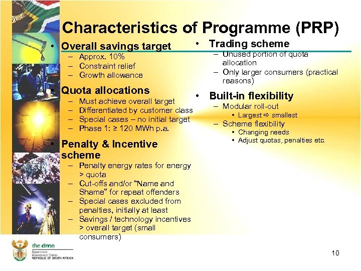 Characteristics of Programme (PRP) • Overall savings target – Approx. 10% – Constraint relief