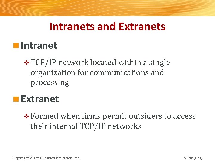 Intranets and Extranets n Intranet v TCP/IP network located within a single organization for