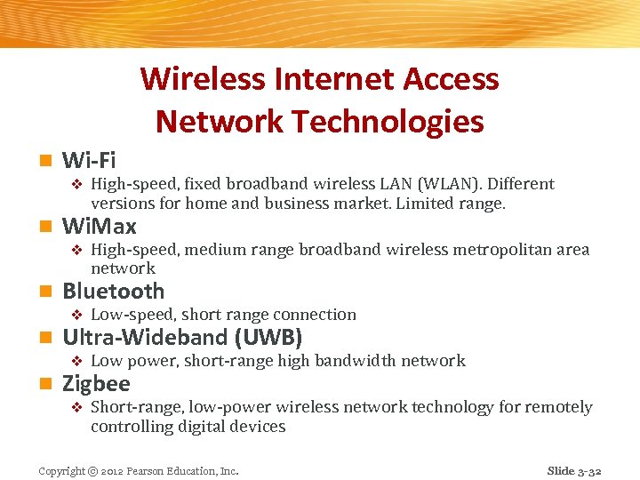 Wireless Internet Access Network Technologies n Wi-Fi v n Wi. Max v n High-speed,