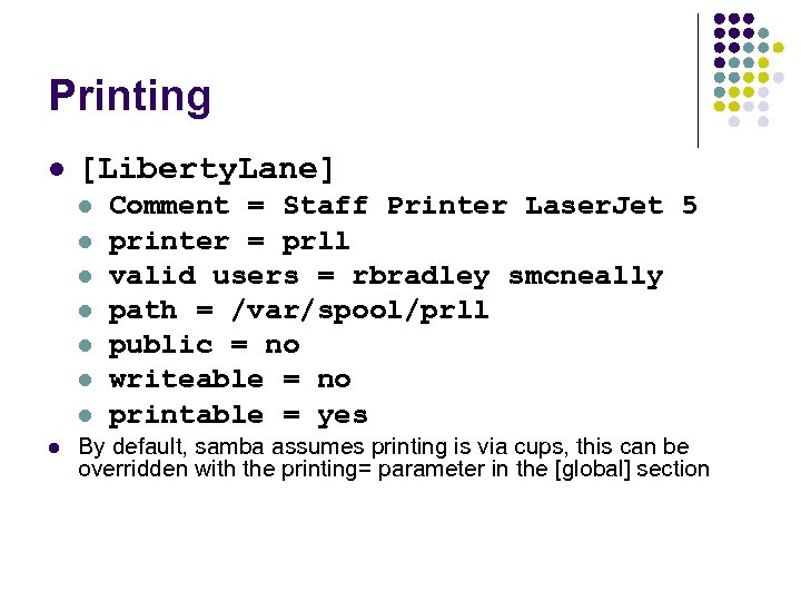 Printing l [Liberty. Lane] l l l l Comment = Staff Printer Laser. Jet