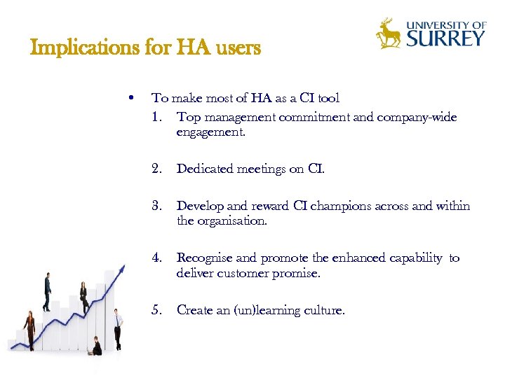 Implications for HA users • To make most of HA as a CI tool