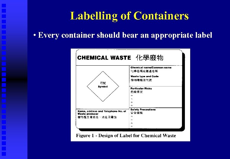 Labelling of Containers • Every container should bear an appropriate label 