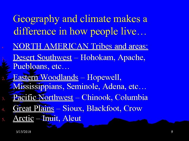 Geography and climate makes a difference in how people live… • 1. 2. 3.