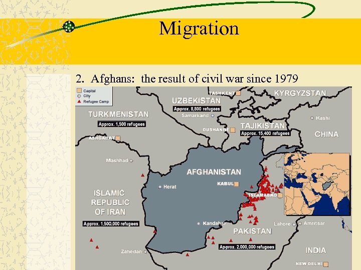 Migration 2. Afghans: the result of civil war since 1979 