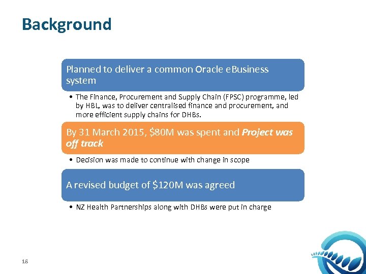 Background Planned to deliver a common Oracle e. Business system • The Finance, Procurement