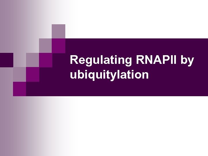 Regulating RNAPII by ubiquitylation 