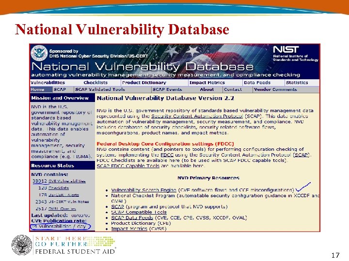 National Vulnerability Database 17 