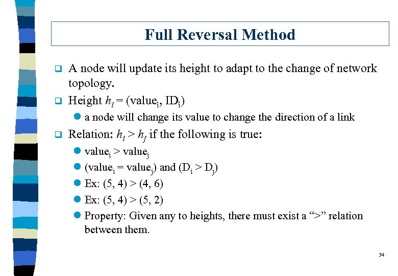 Full Reversal Method q q A node will update its height to adapt to