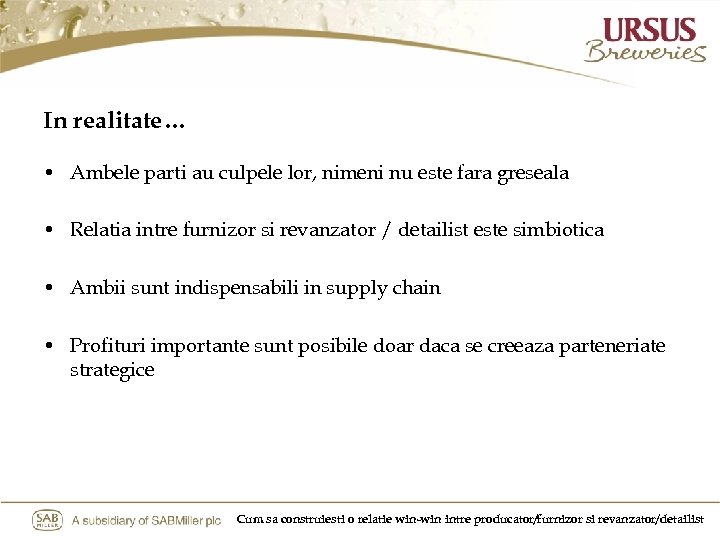 In realitate… • Ambele parti au culpele lor, nimeni nu este fara greseala •