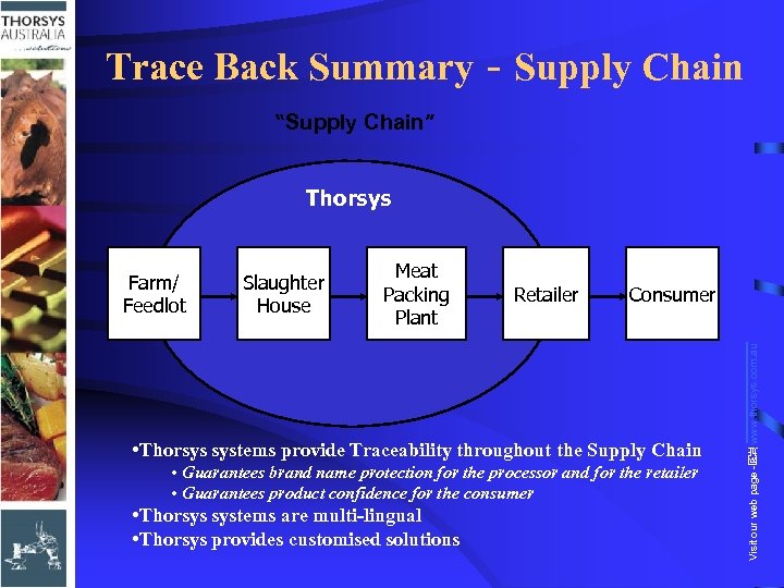 Trace Back Summary - Supply Chain “Supply Chain” Thorsys Retailer Consumer • Thorsys systems