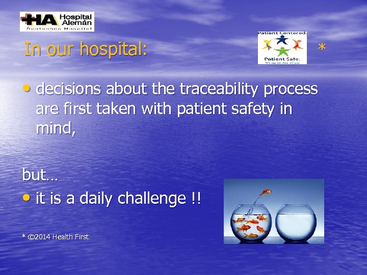 In our hospital: * • decisions about the traceability process are first taken with