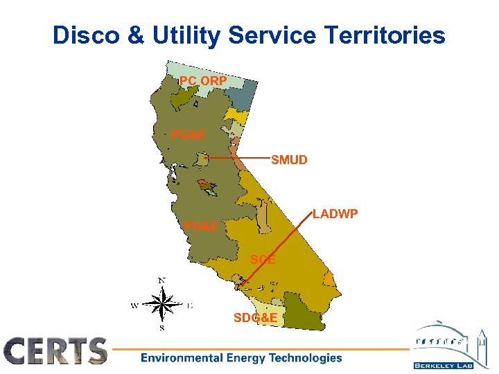Disco & Utility Service Territories PC ORP PG&E SMUD LADWP PG&E SCE SDG&E source: